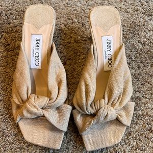 Jimmy Choo
Women's Avenue 50 Knotted Linen Slide Sandals